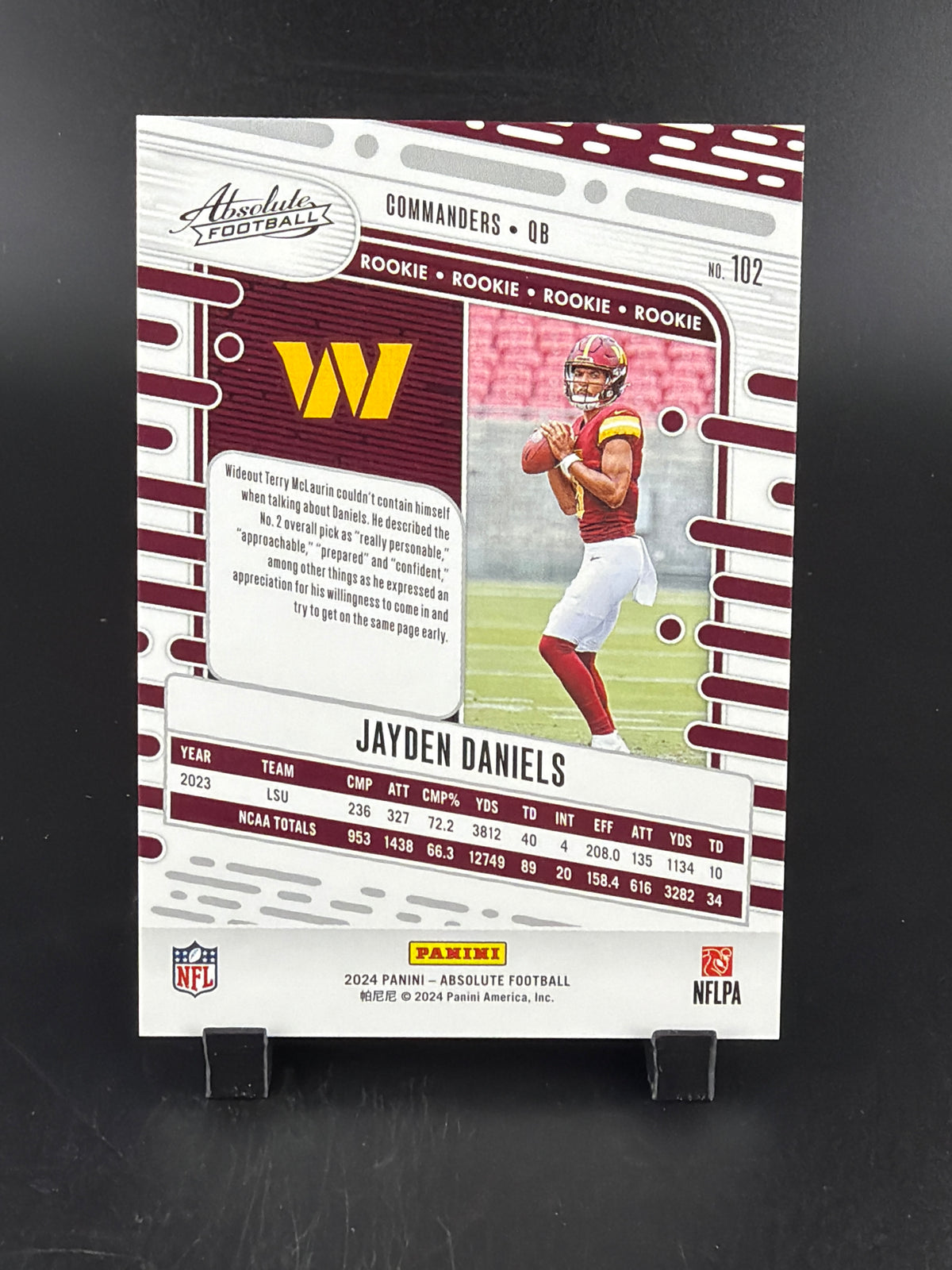 2024 Panini Absolute Football Jayden Daniels #102 /199 RC