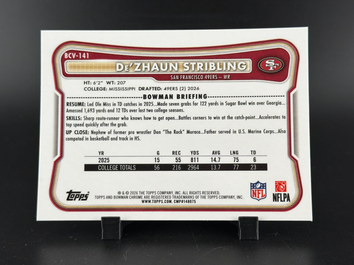 2026 Topps Bowman Chrome De'Zhaun Stribling #BCV-141 RC