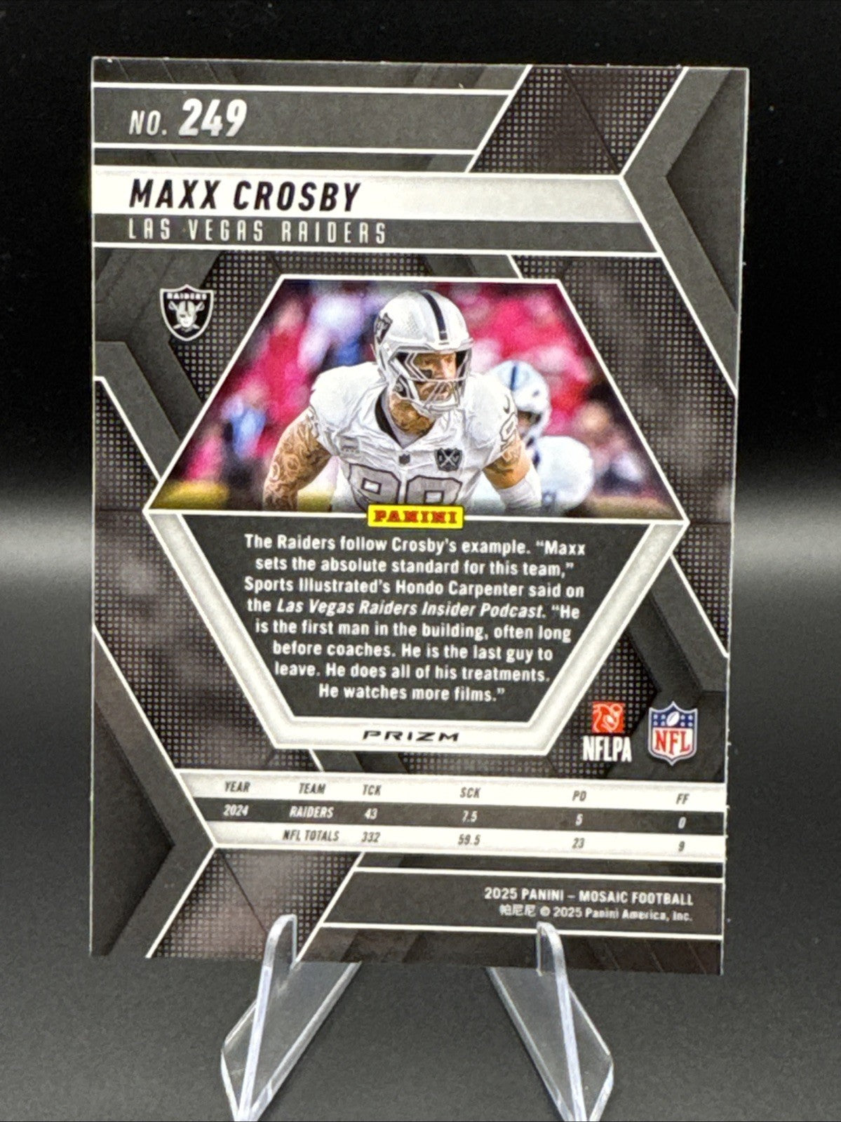 Maxx Crosby 2025 Mosaic Green Prizm #249 Las Vegas Raiders