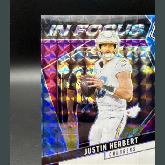 2025 Justin Herbert Purple & Blue /49 Panini Mosaic In Focus Signature #IFS-JHT