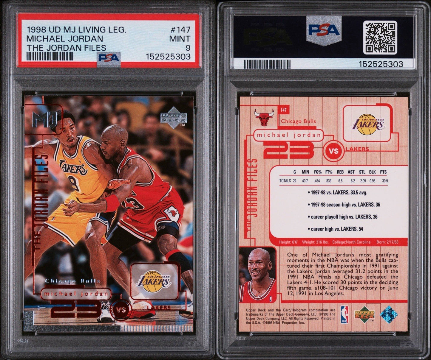 1998-99 UD Michael Jordan Living Legend The Jordan Files Guarding Kobe Bryant