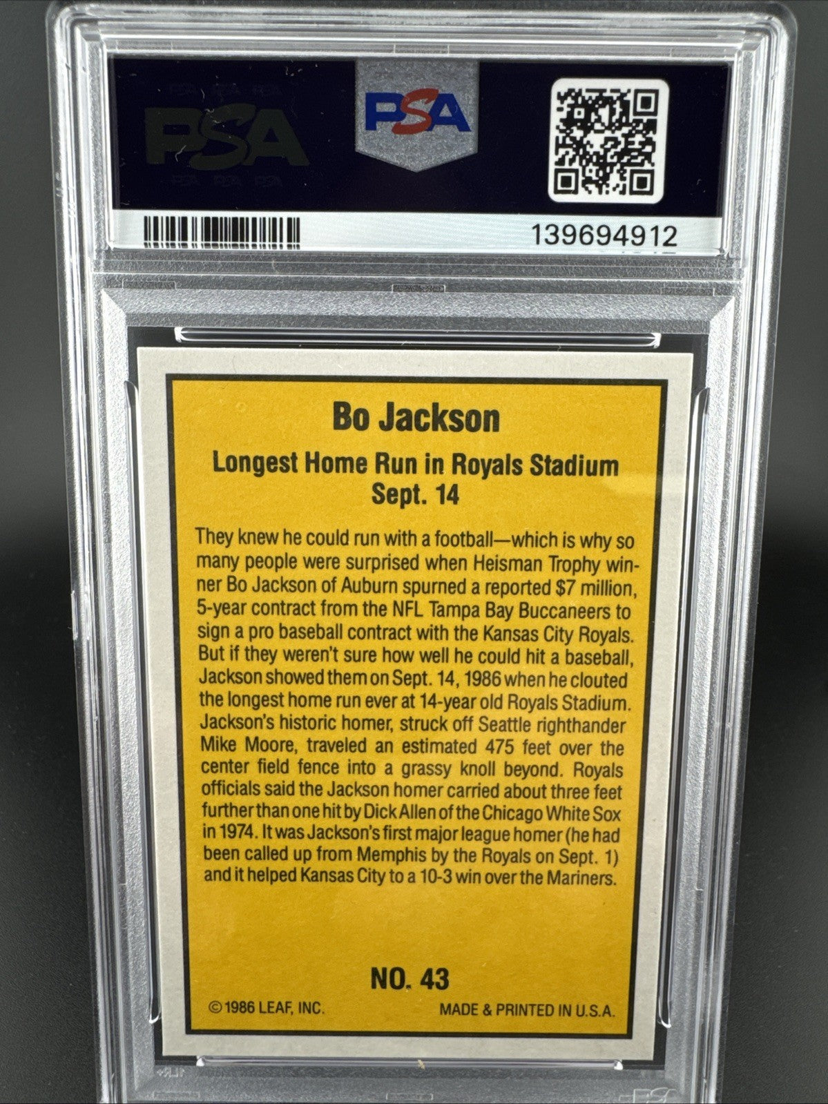 1986 Donruss Highlights - Bo Jackson #43 (RC)