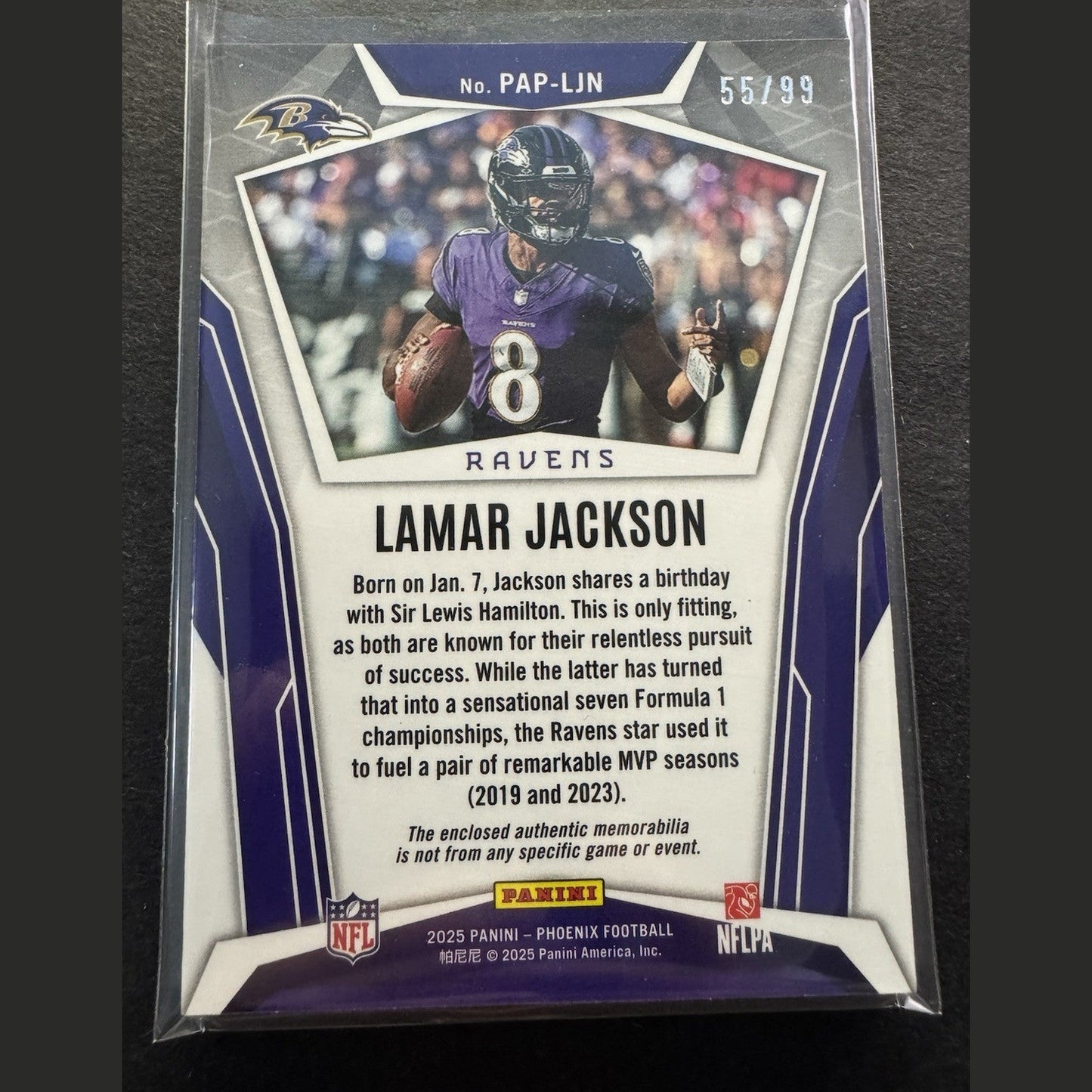 2025 Phoenix Lamar Jackson Green Pandora Patch Jersey Ravens SSP /99 Ravens