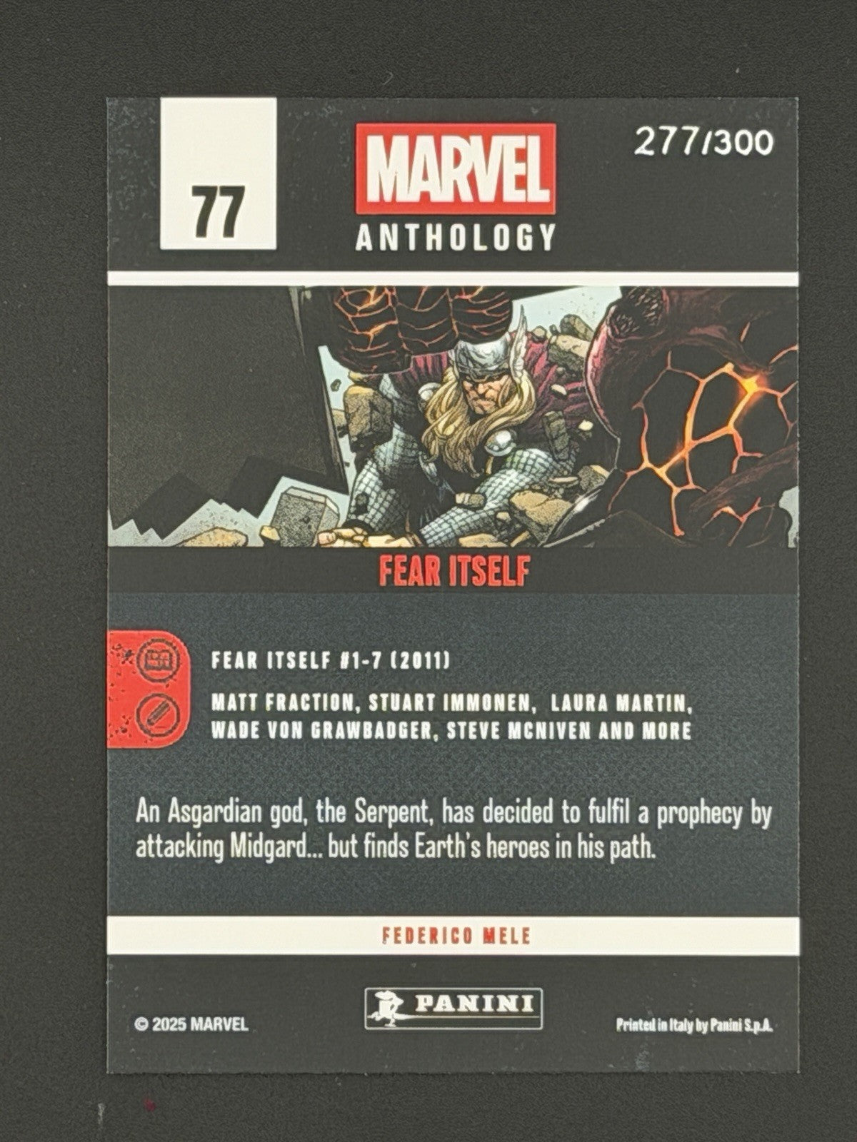 Fear Itself 2025 Panini Anthology Marvel #77 Sparkle Holo /300 Captain America
