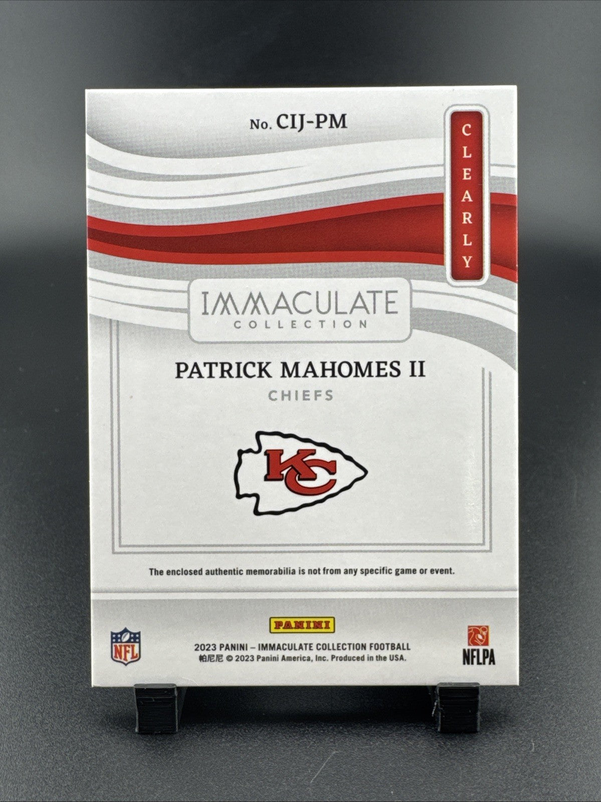 2023 Panini Immaculate Clearly Jerseys /99 Patrick Mahomes II #CIJ-PM