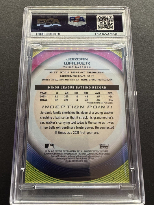 2022 Bowman Inception Gold Foil Pattern II 33/50 Jordan Walker #79 PSA 10