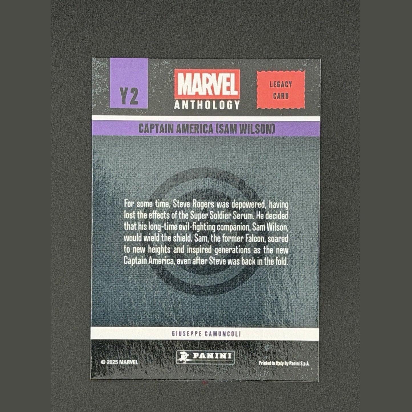 CAPTAIN AMERICA Legacy Chrome Card 2025 Panini Marvel Anthology Y2 | Sam Wilson