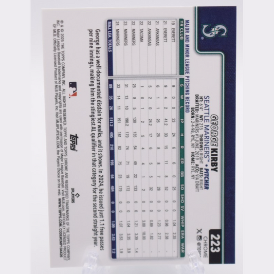 George Kirby 2025 Topps Chrome #223 Green Wave Refractor /99 Seattle Mariners