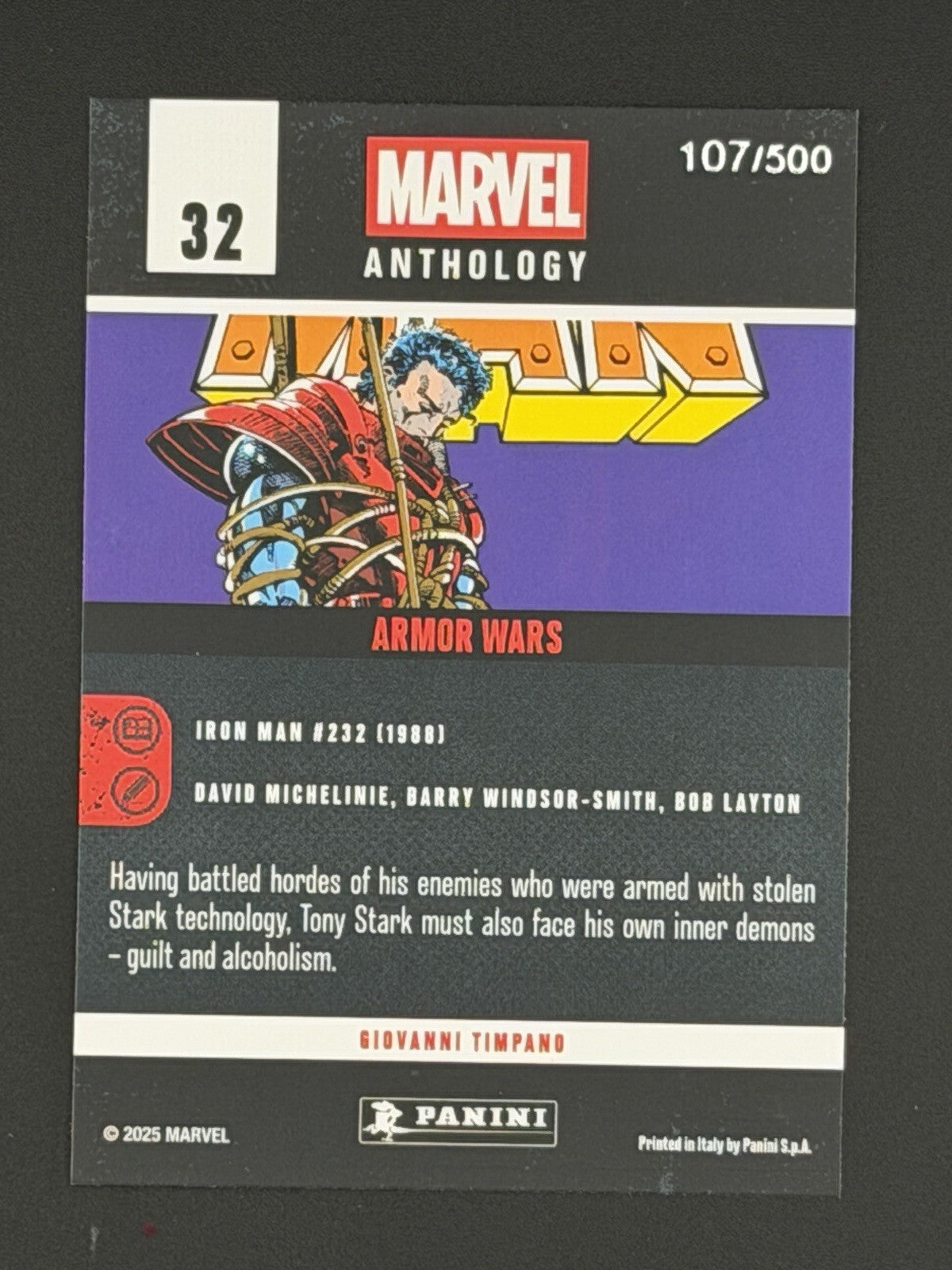 Iron man ARMOR WARS /500 Glitch Holo - Panini MARVEL ANTHOLOGY