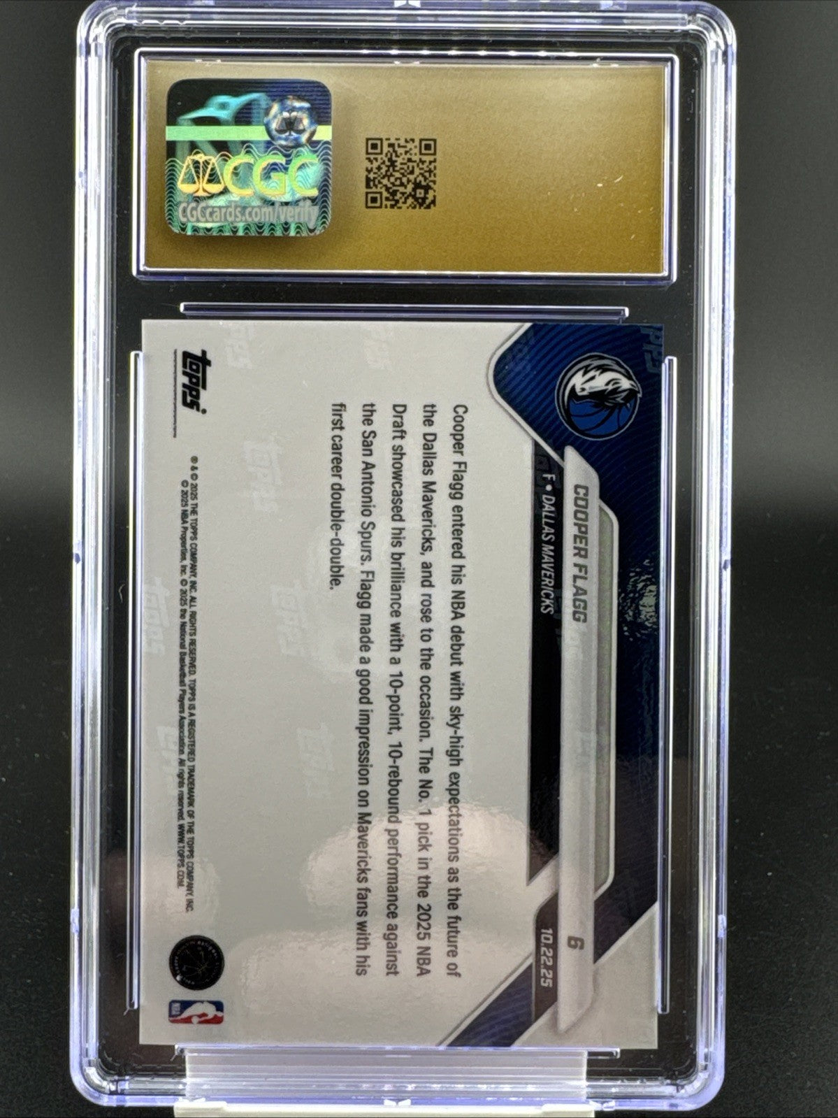 2025-26 Topps Now - Cooper Flagg #6 Rookie CGC 10
