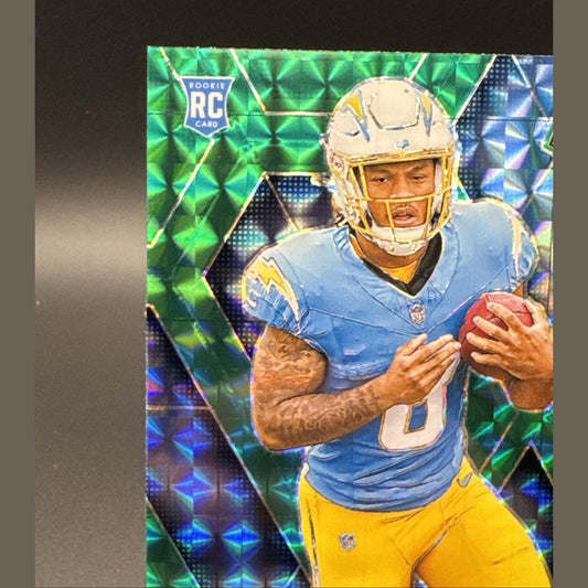 2025 Mosaic Omarion Hampton (RC) Green Mosaic Prizm #335 Chargers