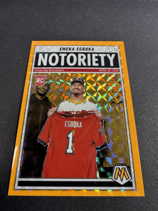 2025 Mosaic Notoriety Emeka Egbuka RC #16 Orange Fluorescent Mosaic Prizm