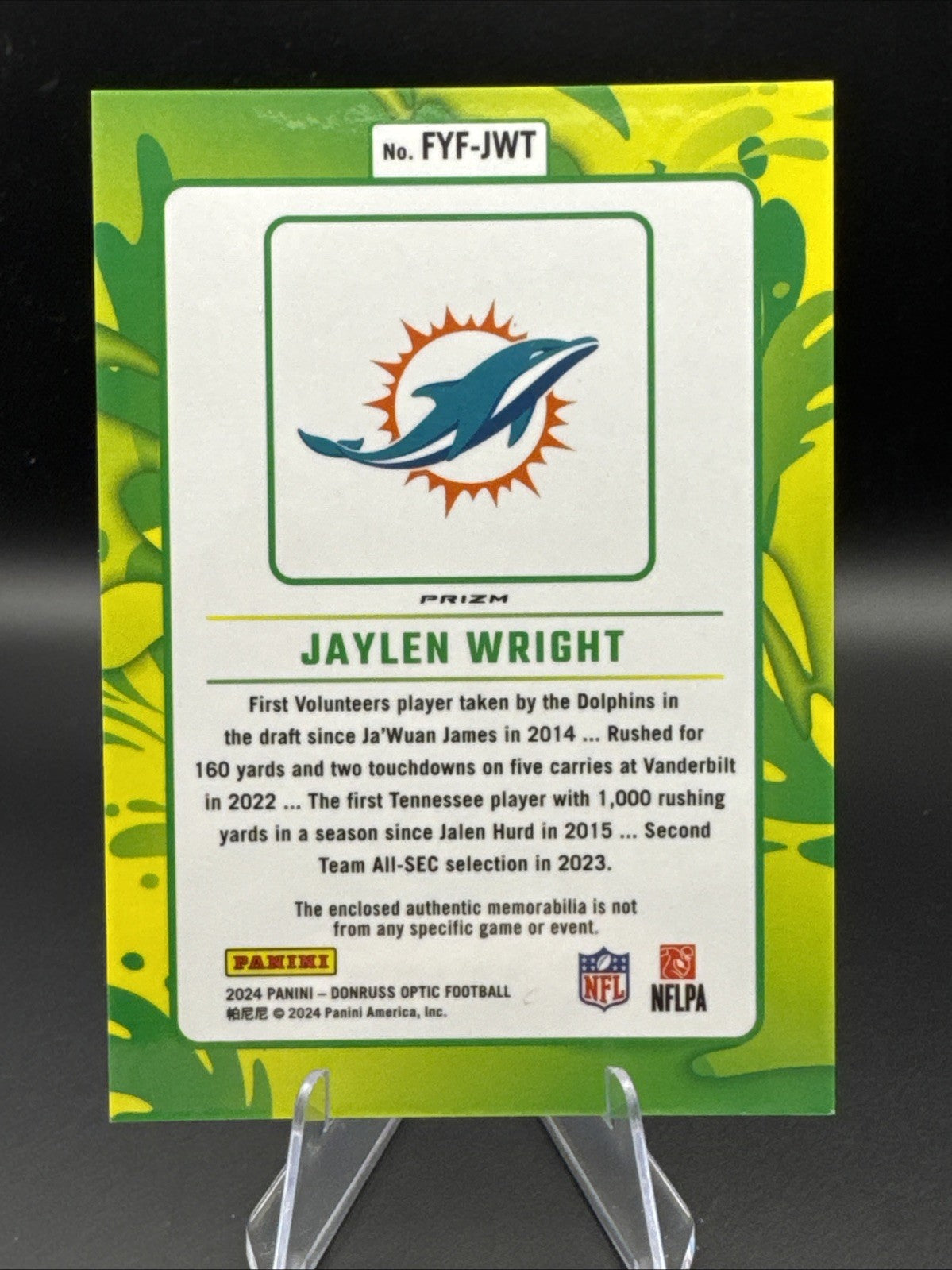 2024 Panini Optic Jaylen Wright First Year Fresh (RC) Blue Hyper #FYF-JWT