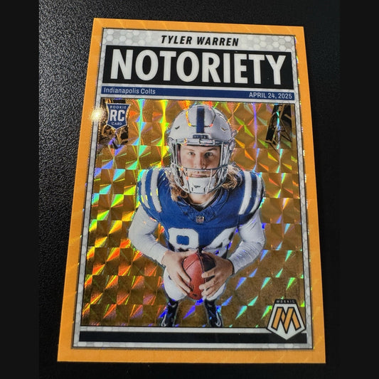 2025 Mosaic Tyler Warren Notoriety Mosaic Orange Fluorescent Rookie #25 RC Colts