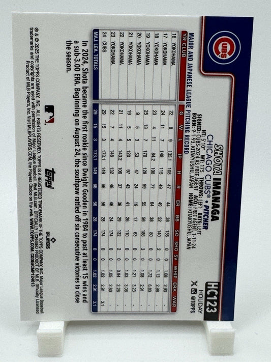 2025 Topps Holiday Chrome Shota Imanaga Refractor /499 Rookie Cup Cubs HC123