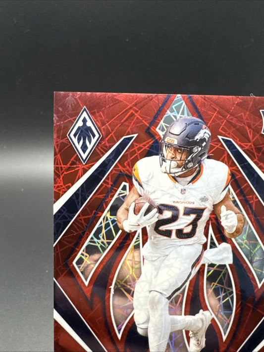 2024 Panini Phoenix Audric Estime Red Lazer #156 Denver Broncos RC /199