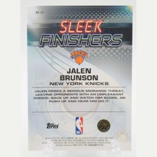 2025-26 Topps Chrome Jalen Brunson Sleek Finishers Green Geometric SF-11 72/99