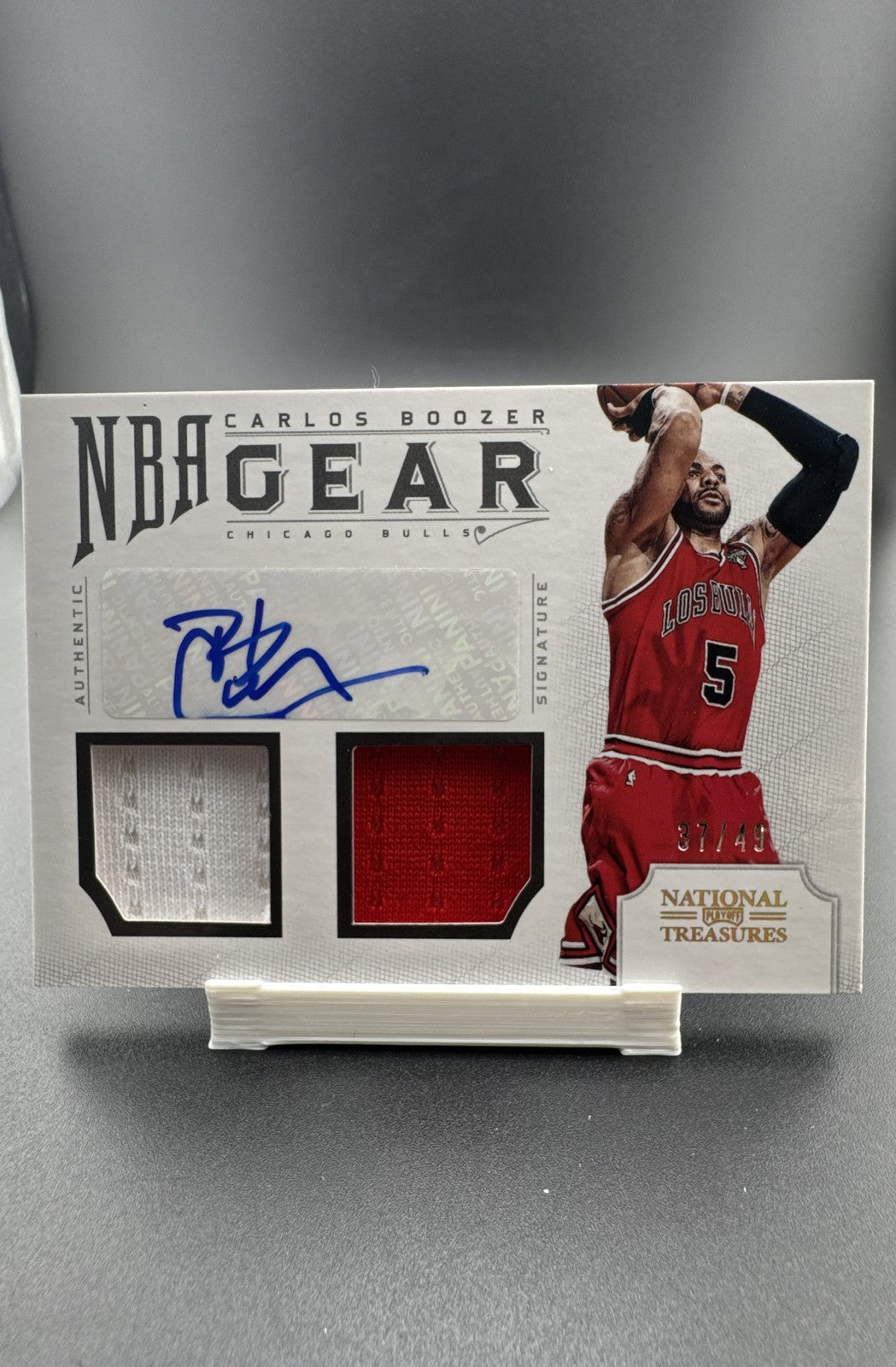 2012-13 Panini National Treasures Combos Signatures 37/49 Carlos Boozer #43