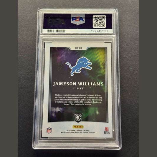 2022 Panini Origins Jameson Williams 1/5 Green Rookie PSA 9 #113
