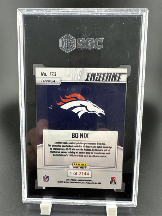 2024 Panini Instant Bo Nix #173 Denver Broncos RC SGC 10