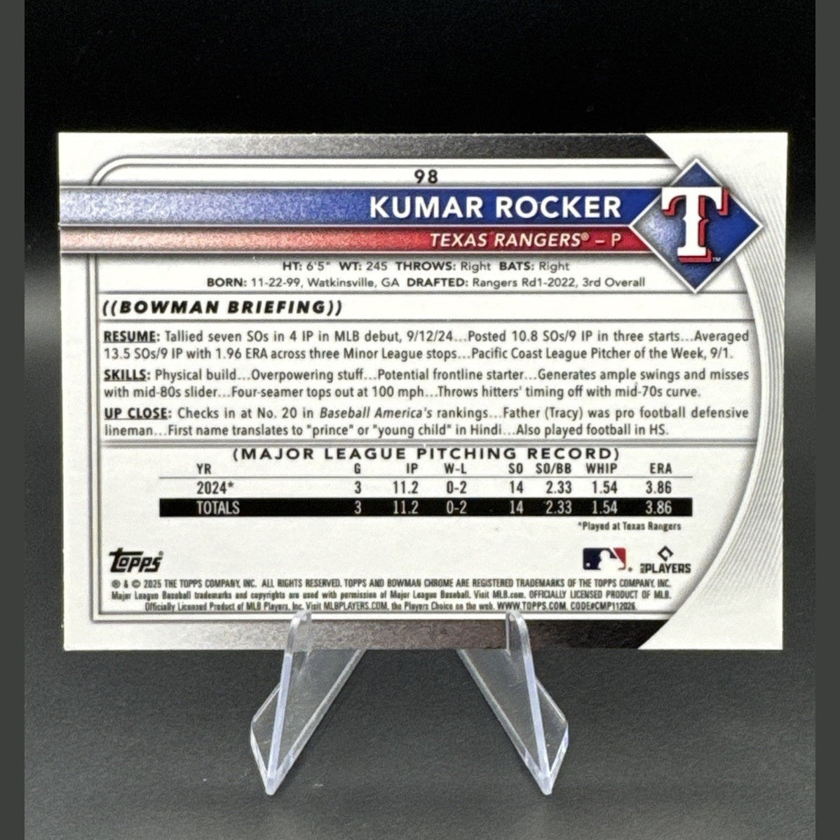 2025 Bowman Chrome Kumar Rocker #98