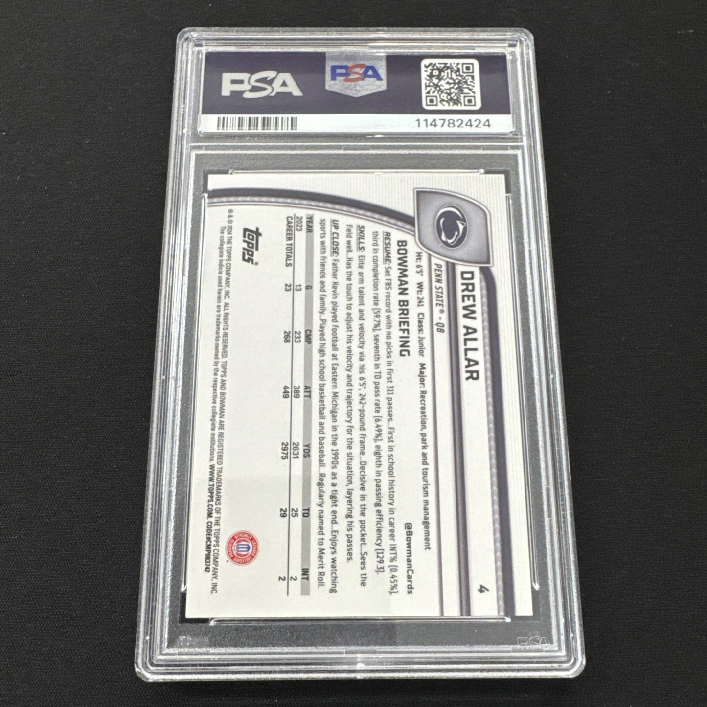 2024 Bowman University Chrome Sapphire Edition - Drew Allar #4 Gold /50 (RC)