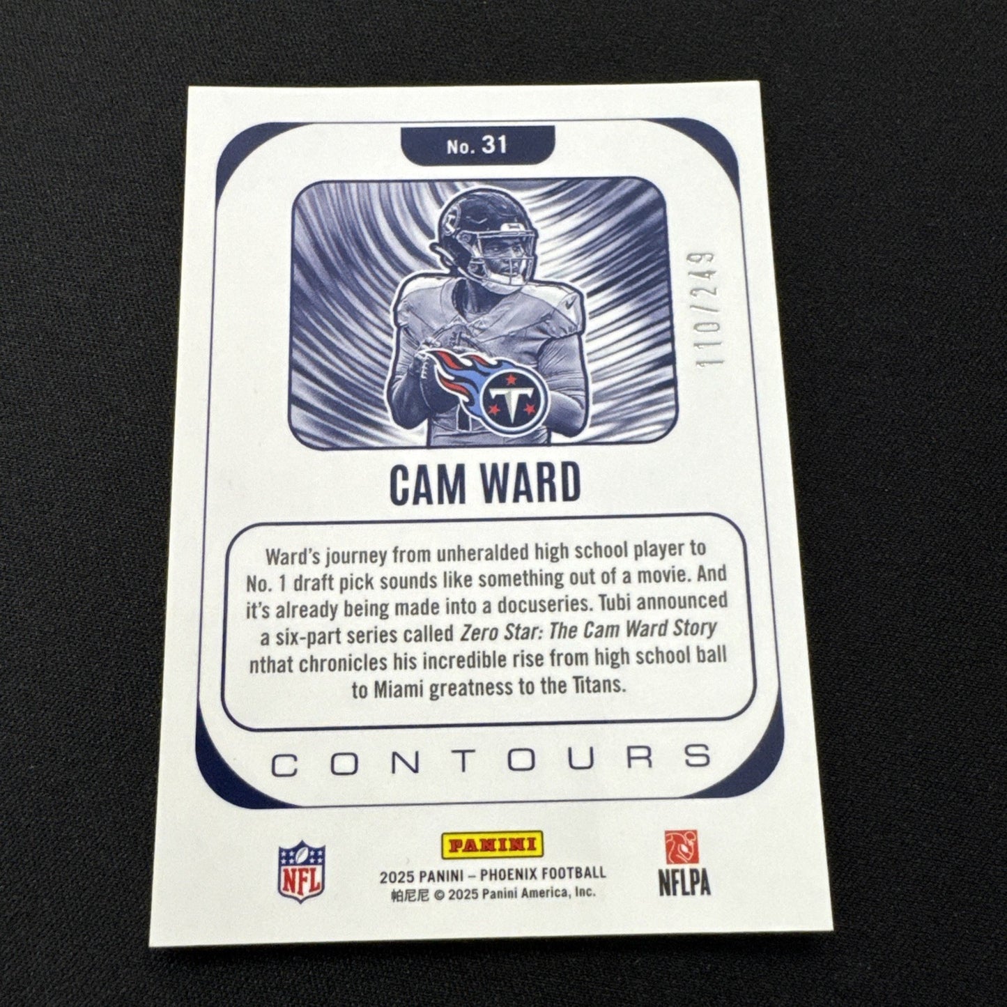 Panini Phoenix 2025 Cam Ward #31 Rookie Titans Contours Red /249 Football