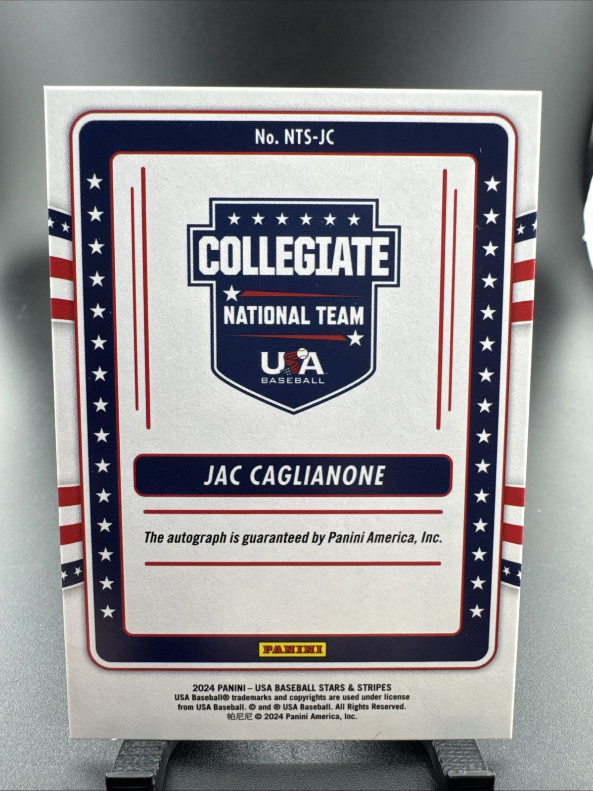 2024 Panini Stars and Stripes - Collegiate National Team Signatur Jac Caglianone