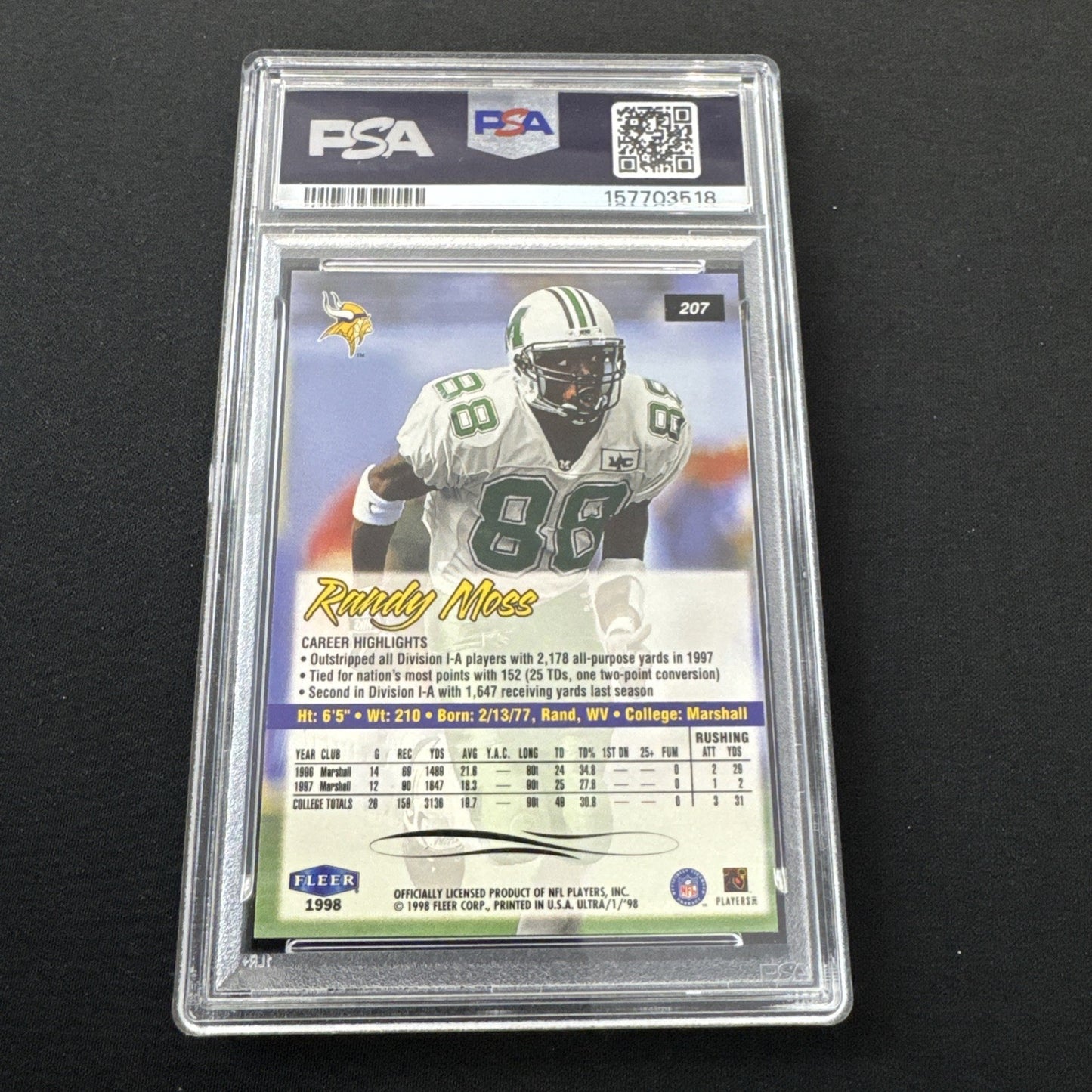 1998 Ultra - Rookie Randy Moss #207 (RC)