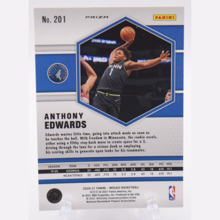 2020-21 Panini Mosaic Anthony Edwards #201 RC Rookie Orange Reactive
