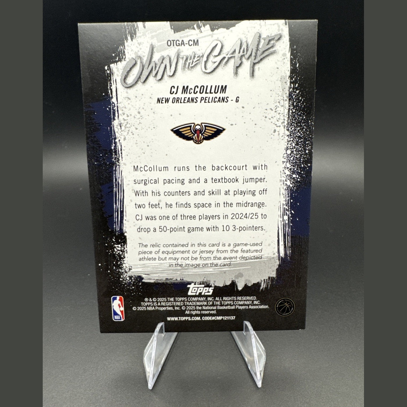 2025-26 Topps CJ McCollum Own the Game Jersey Rainbow Foil #OTGA-CM Pelicans