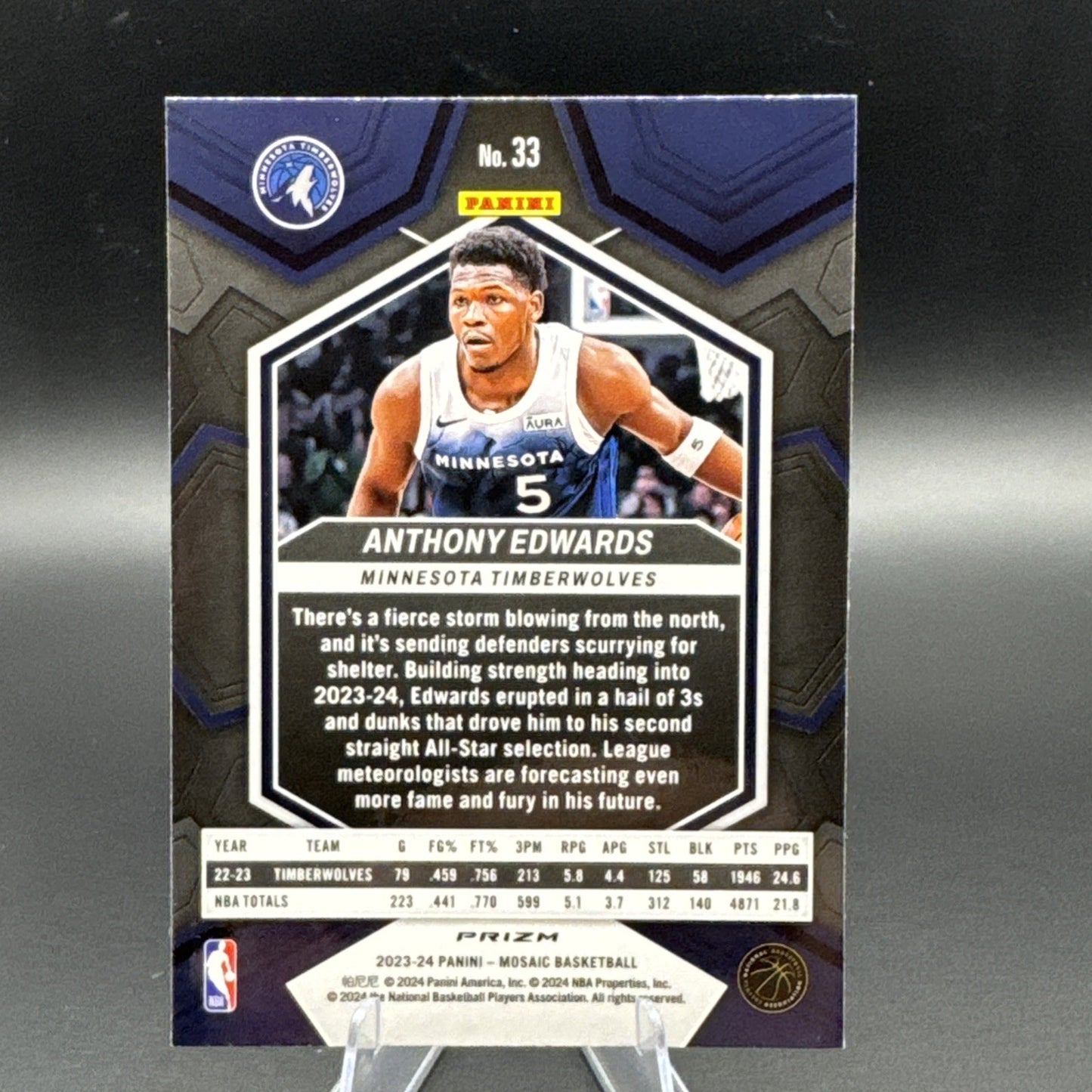Anthony Edwards 2023 Panini Mosaic #33 Green Mosaic Prizm Minnesota Timberwolves