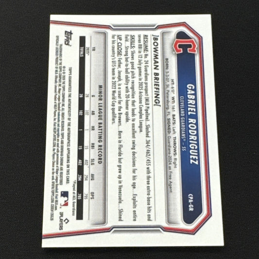2026 Bowman Chrome Gabriel Rodriguez 1st Bowman Auto Cleveland Guardians #CPA-GR