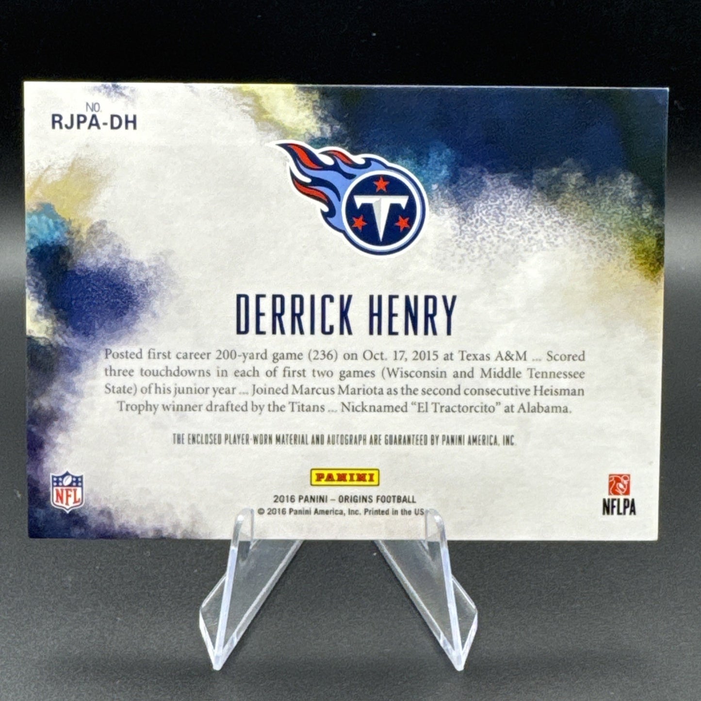 2016 Panini Origins Derrick Henry Rookie 2 Color Patch Auto #RJPA-DH Titans 6/10