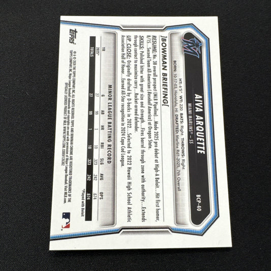 2026 Bowman Aiva Arquette 1st Bowman Chrome Reptilian