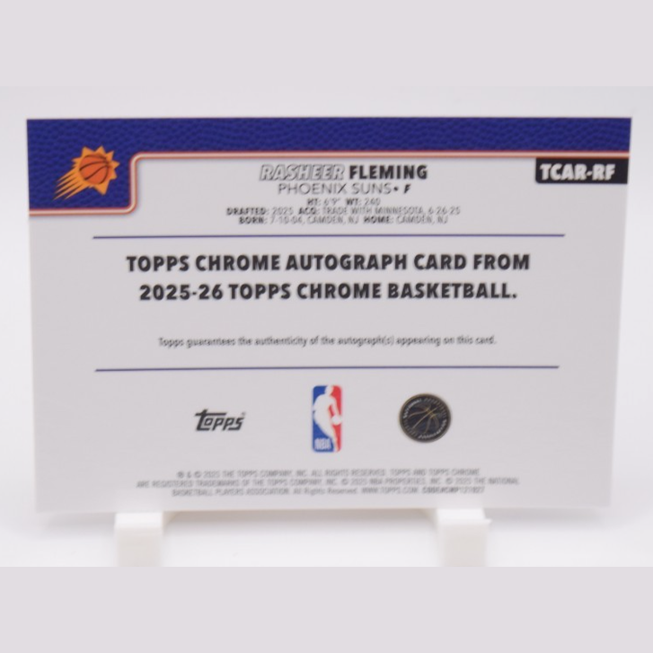Rasheer Fleming 2025-26 Topps Chrome Rookie RC Auto Phoenix Suns #TCAR-RF