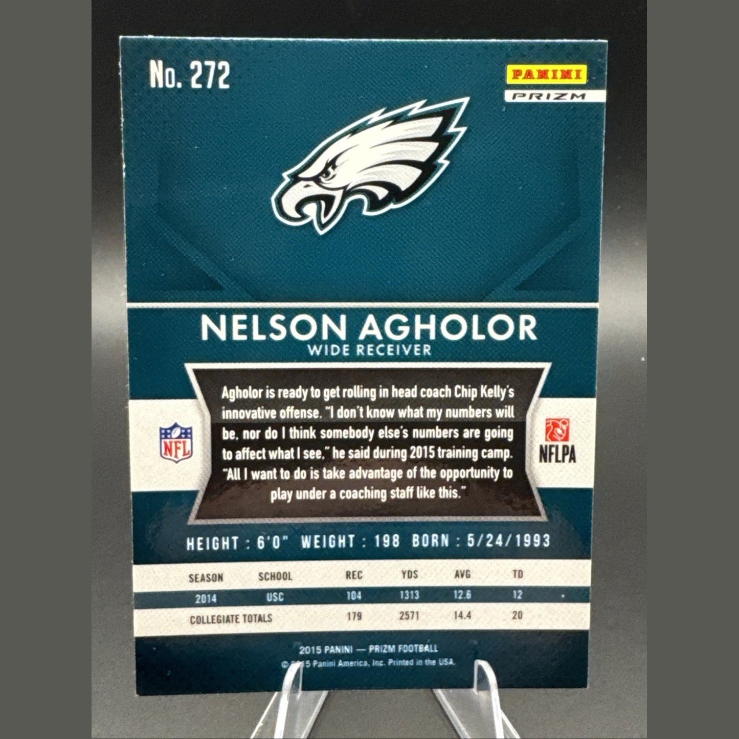 2015 Panini Prizm Silver Prizm #272 Nelson Agholor Rookie