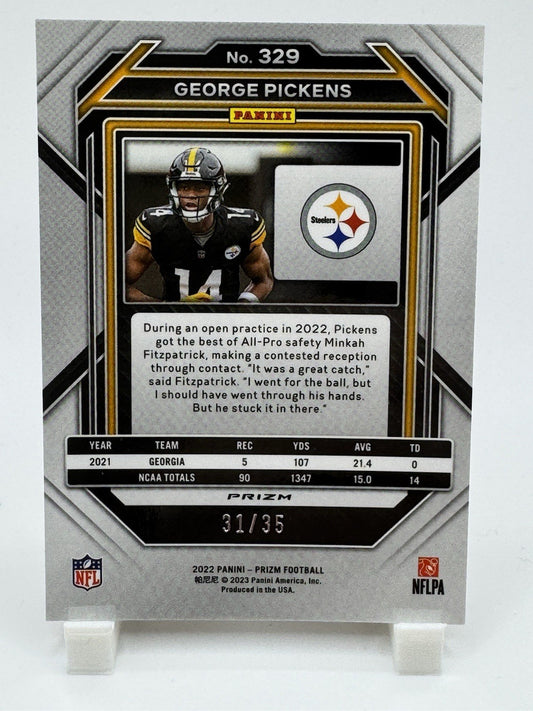 2022 Panini Prizm Football George Pickens RC Red Shimmer /35 #329