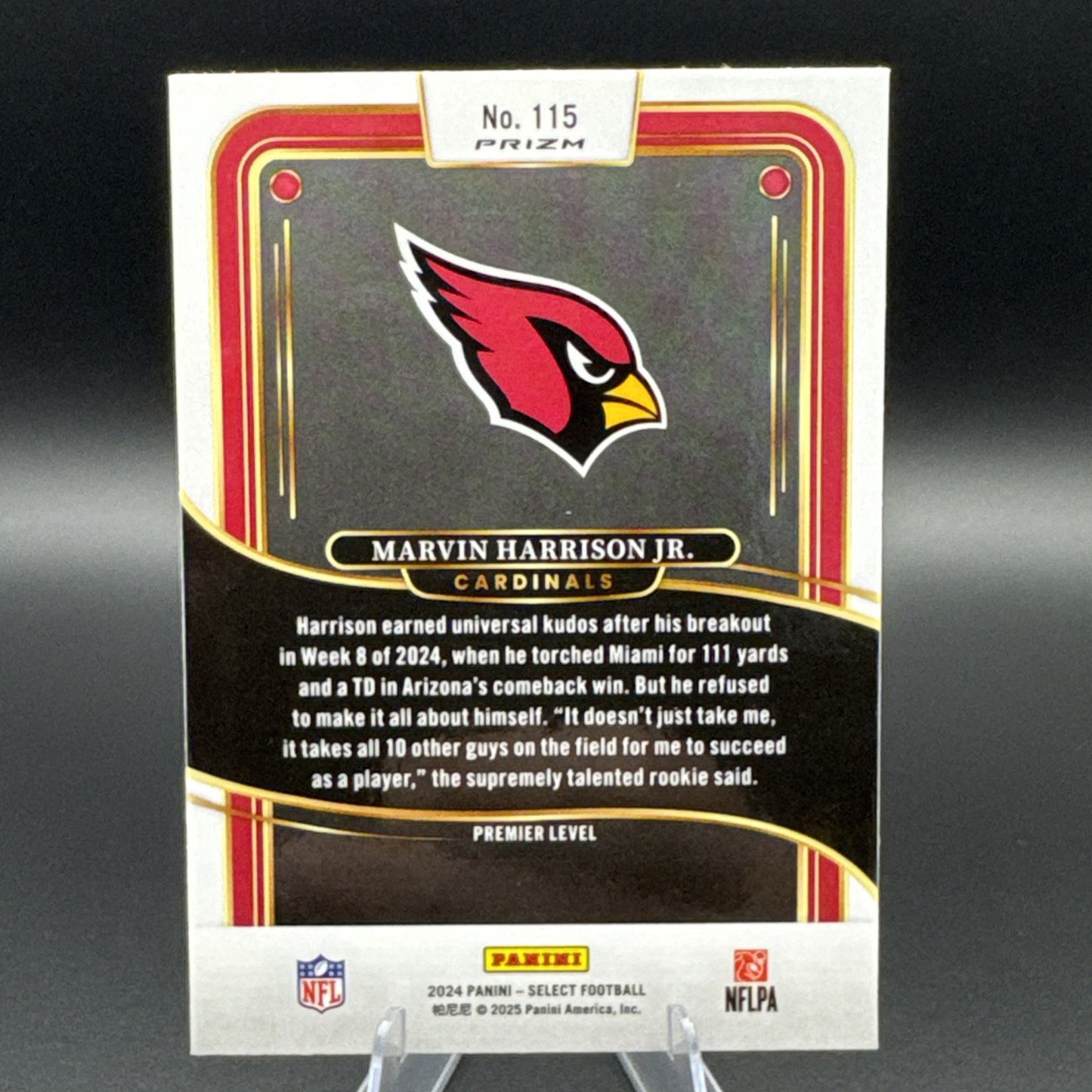 2024 Panini Select Premier Level Marvin Harrison Jr Black & Red Shock Prizm #115