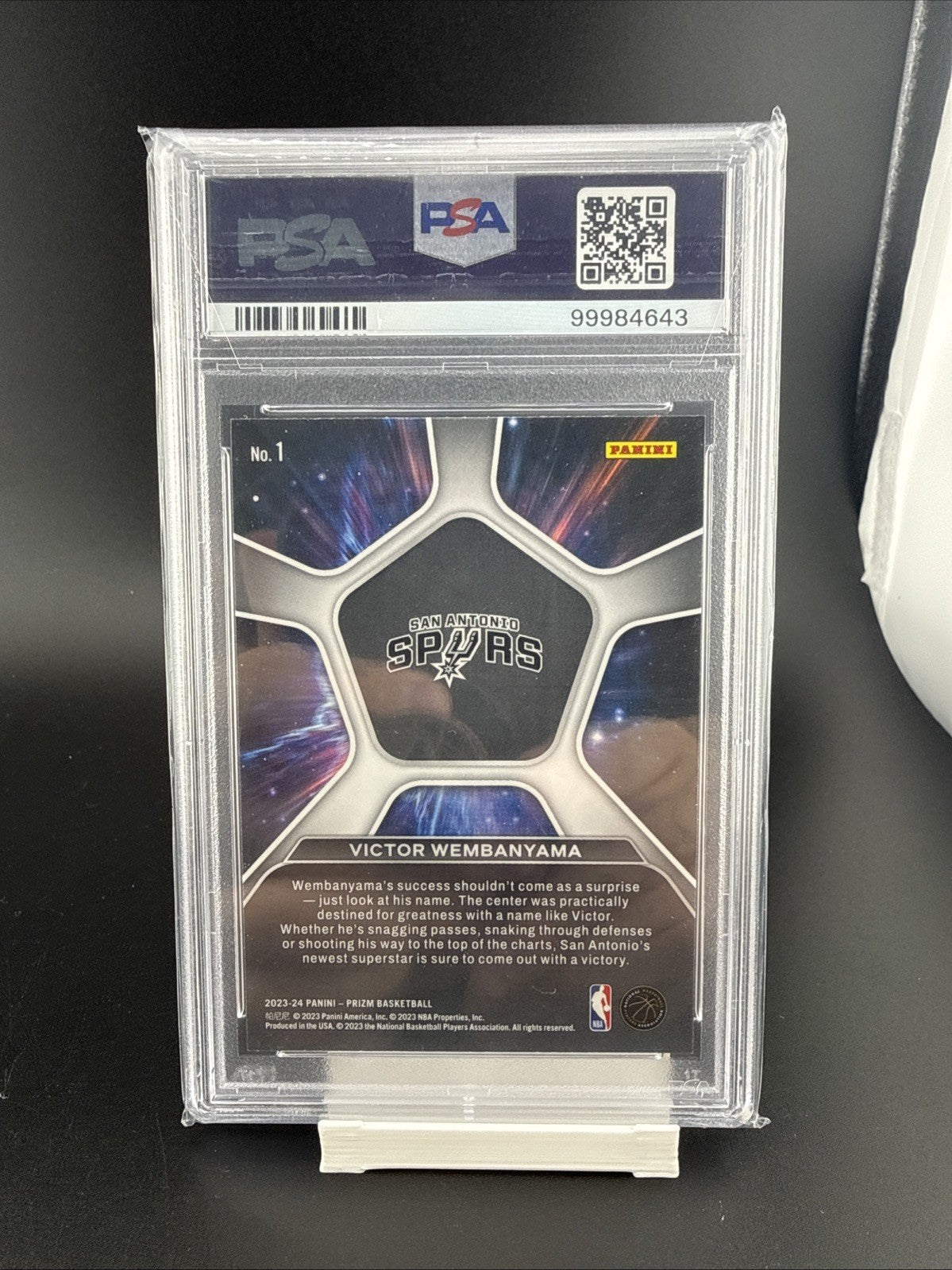 Panini Prizm 2023-24 Deep Space Victor Wembanyama Rookie #1 PSA 9 Spurs