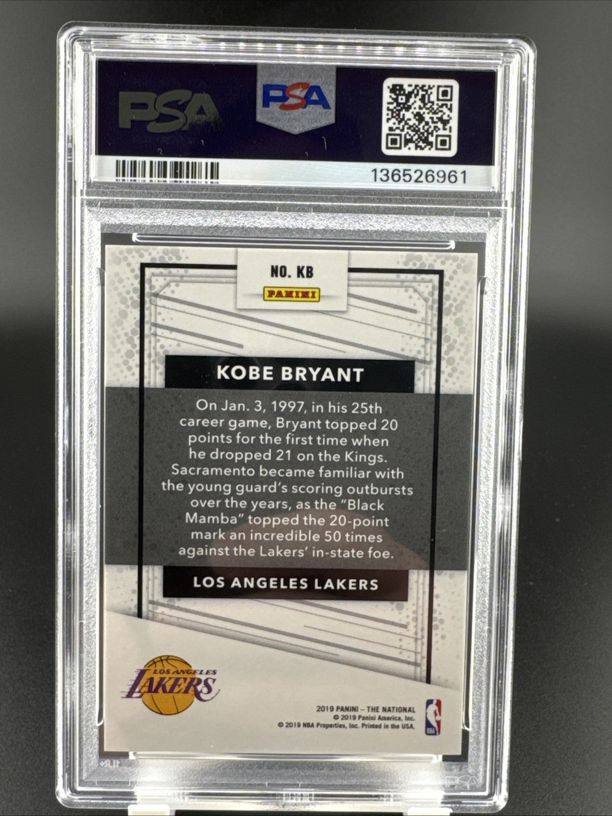 2019 Panini National Convention Kobe Bryant Legends Magnetic Fur 71/99 PSA GM 10