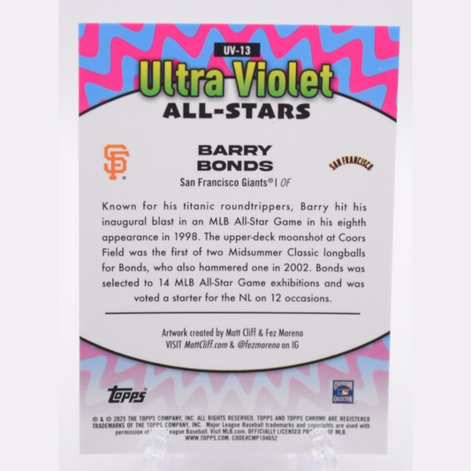 Barry Bonds 2025 Topps Chrome Ultra Violet All Stars SSP #UV-13 GIANTS