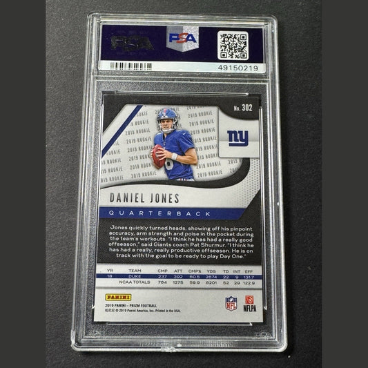 2019 Panini Prizm - Rookies Daniel Jones #302 (RC) PSA 10 Giants/Colts