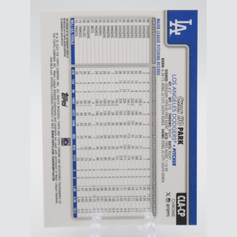 2025 Topps Chrome CHAN HO PARK 19/50 Legends Refractor Auto CLA-CP Dodgers /50