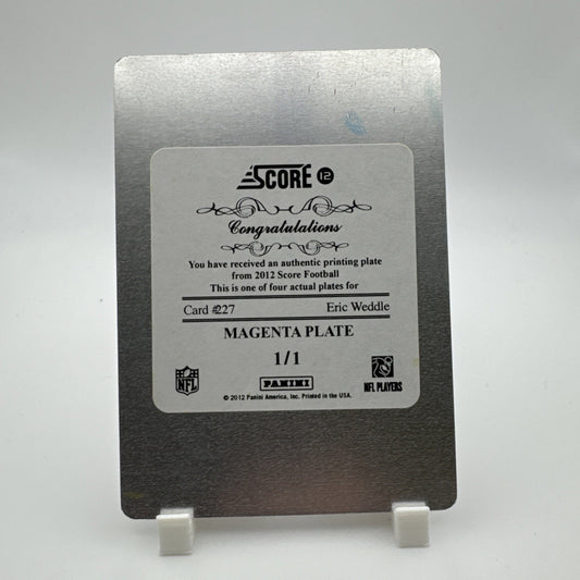 2012 Panini Score Printing Plate Eric Weddle #227 1/1
