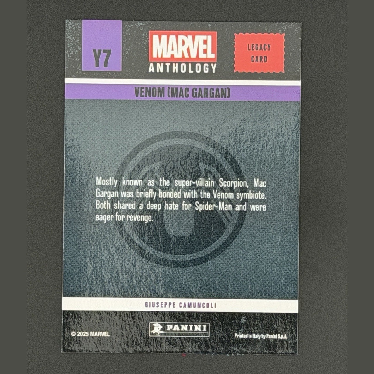 Venom Legacy Chrome 2025 Panini Marvel Anthology Y7 | Mac Gargan Spider-man