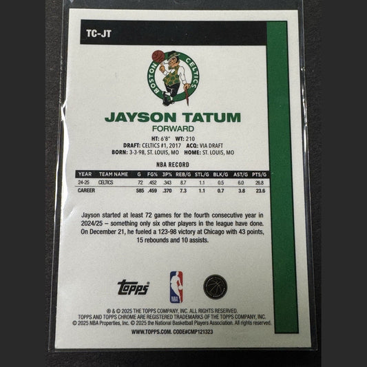 2025-26 Topps Silver Pack Chrome Jayson Tatum #TC-JT Mojo Refractor