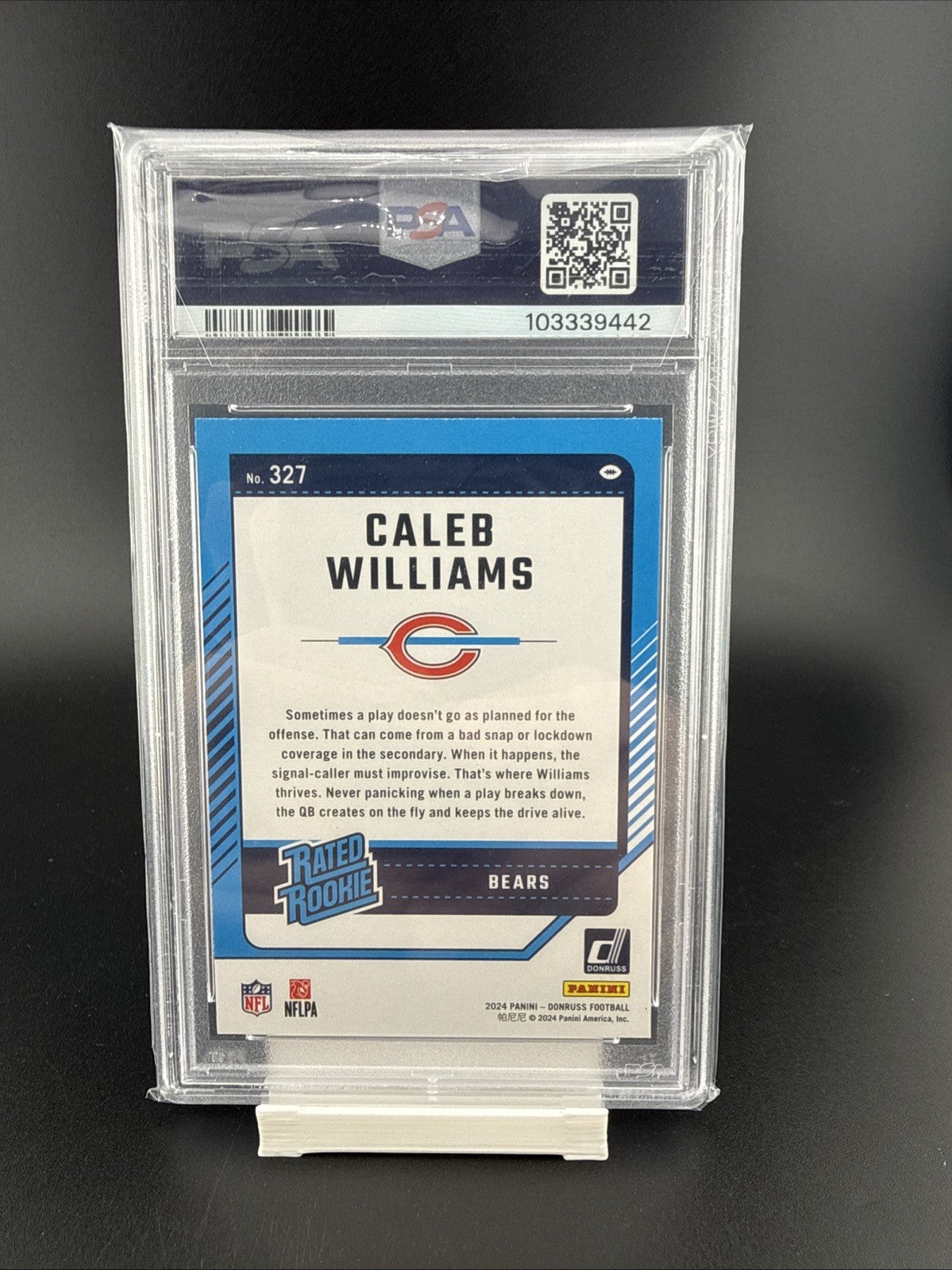 2024 Panini Donruss Caleb Williams Bears Rated Rookie RC #327 Base PSA 9