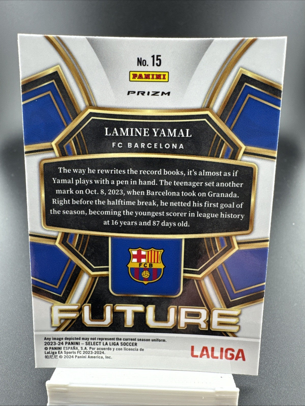 2023-24 Panini Select La Liga Select Future Lamine Yamal #15 Blue Pulsar Rookie