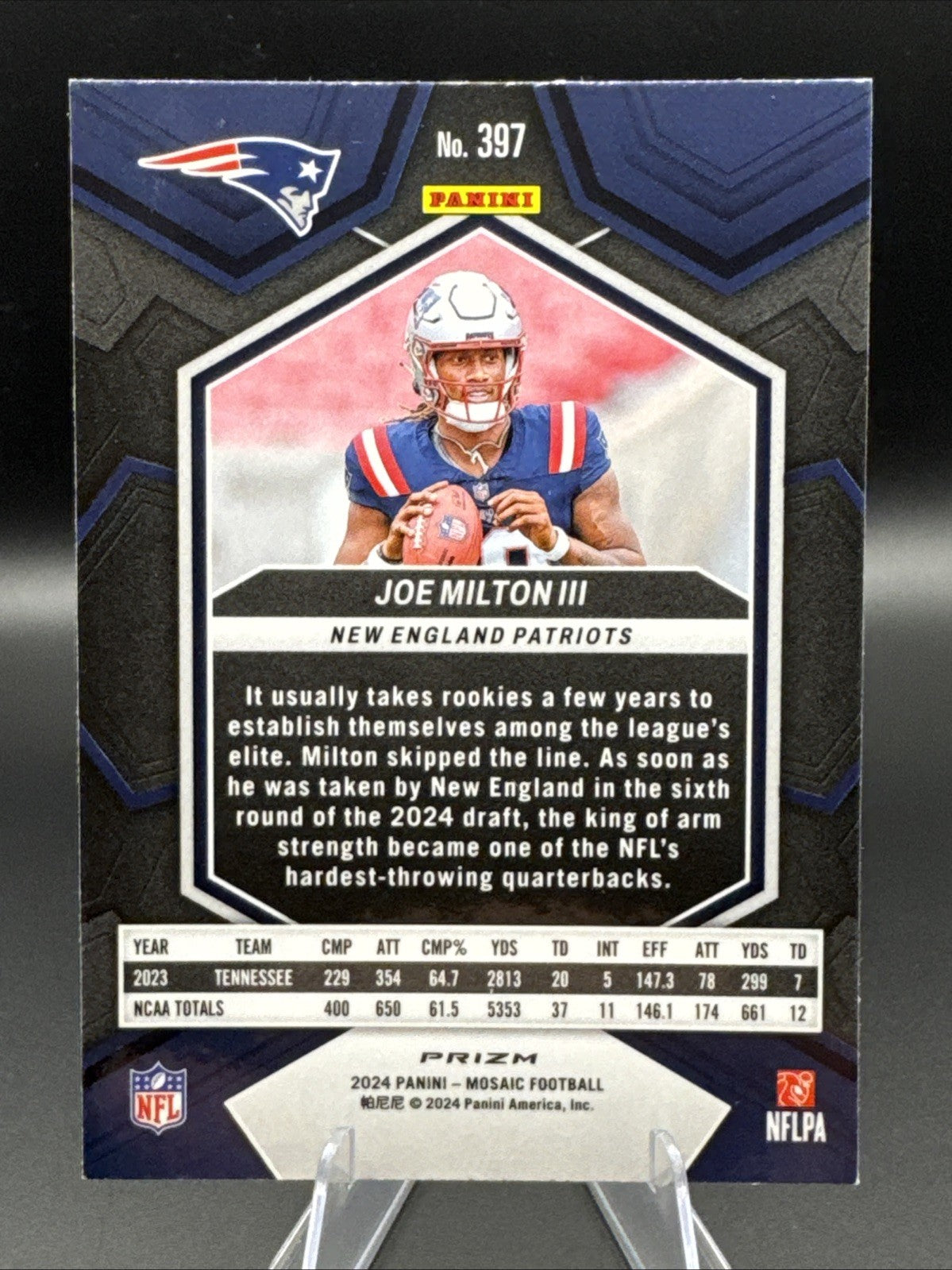 2024 Panini Mosaic - Joe Milton III RC Camo Pink Mosaic Prizm #397 Patriots